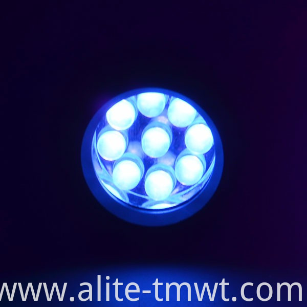 Wholesale 9 LED UV Flashlight 365nm 385nm 395nm Wavelength Aluminum Alloy Mini Blacklight Keychain 9 LED Flashlight With Factory